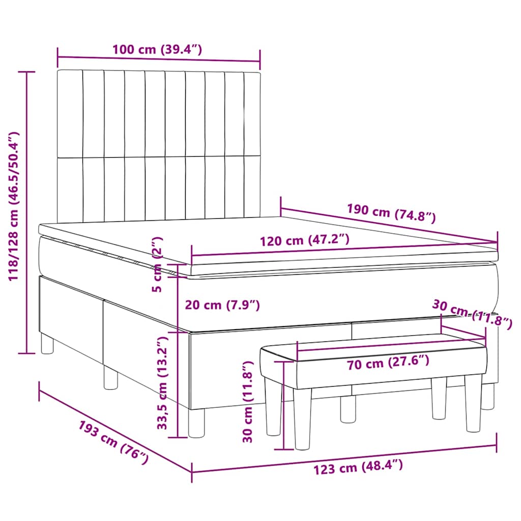 Giroletto a Molle con Materasso Rosa 120x190 cm in Velluto | homemem39