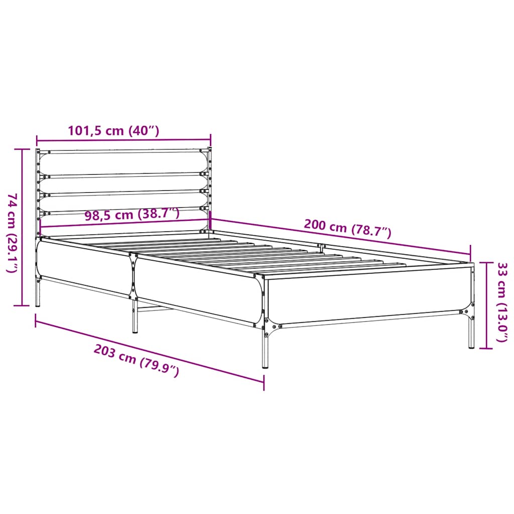 Giroletto Grigio Sonoma 100x200 cm Legno Multistrato e Metallo
