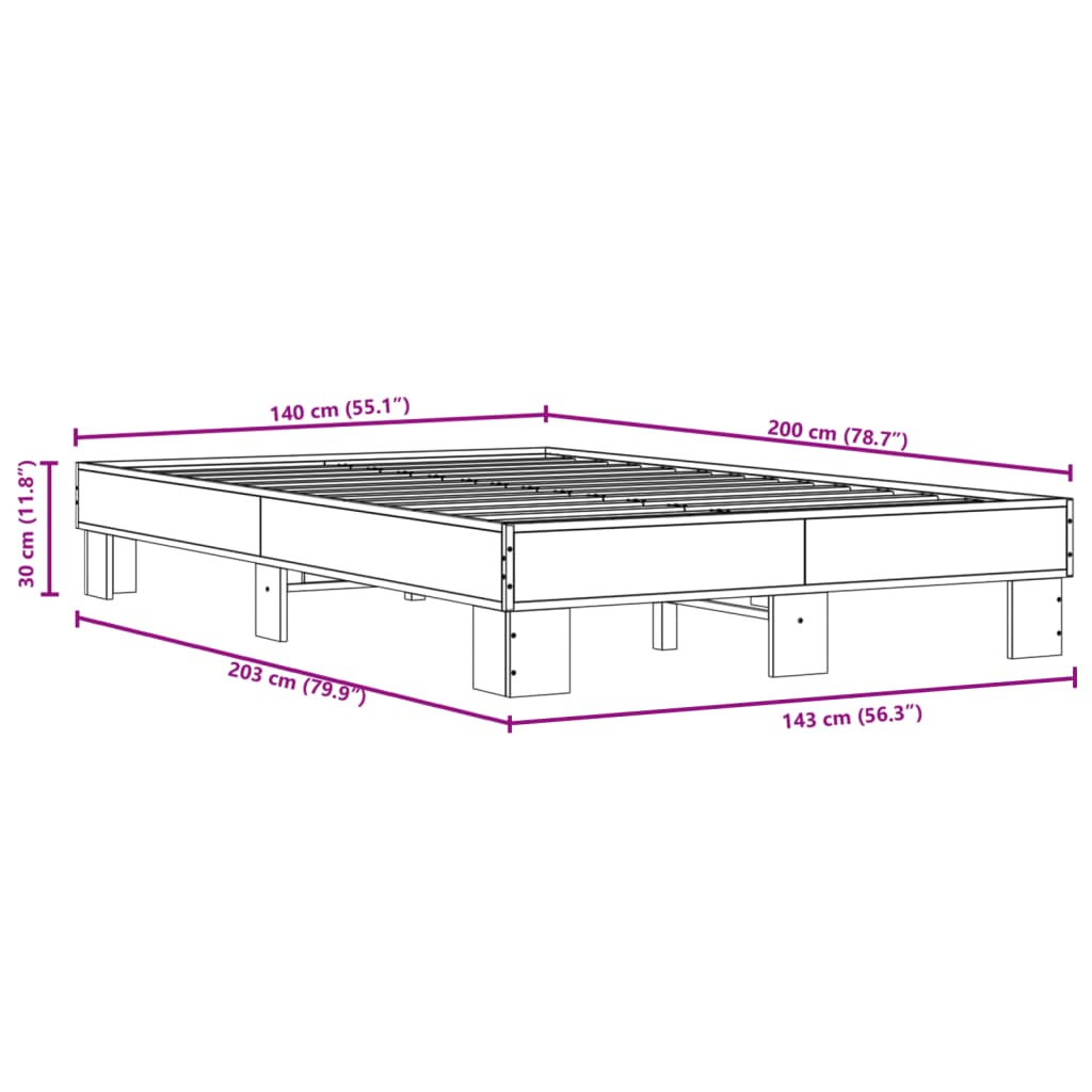 Giroletto Rovere Fumo 140x200 cm in Legno Multistrato Metallo | homemem39