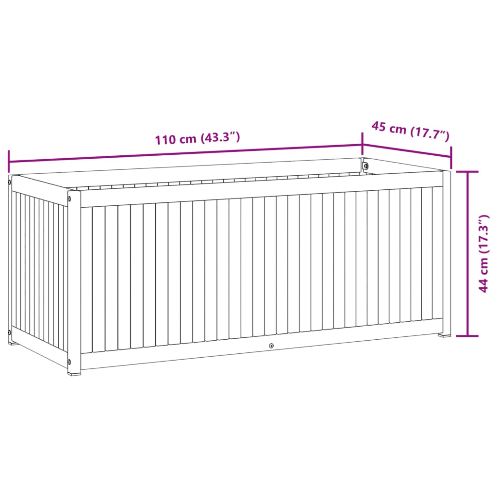 Fioriera da Giardino 110x45x44 cm in Legno Acacia e Acciaio | homemem39