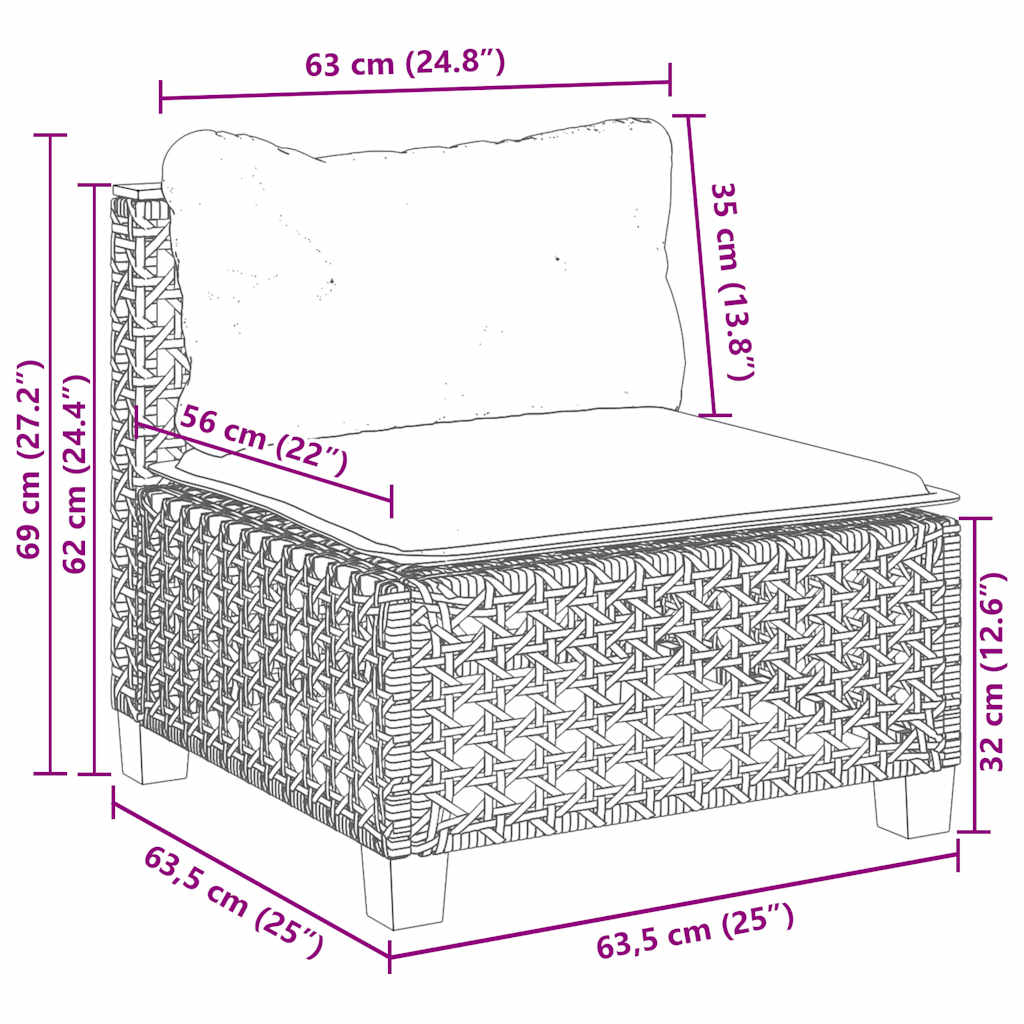 Set Divano da Giardino 8 pz con Cuscini Beige in Polyrattan - homemem39