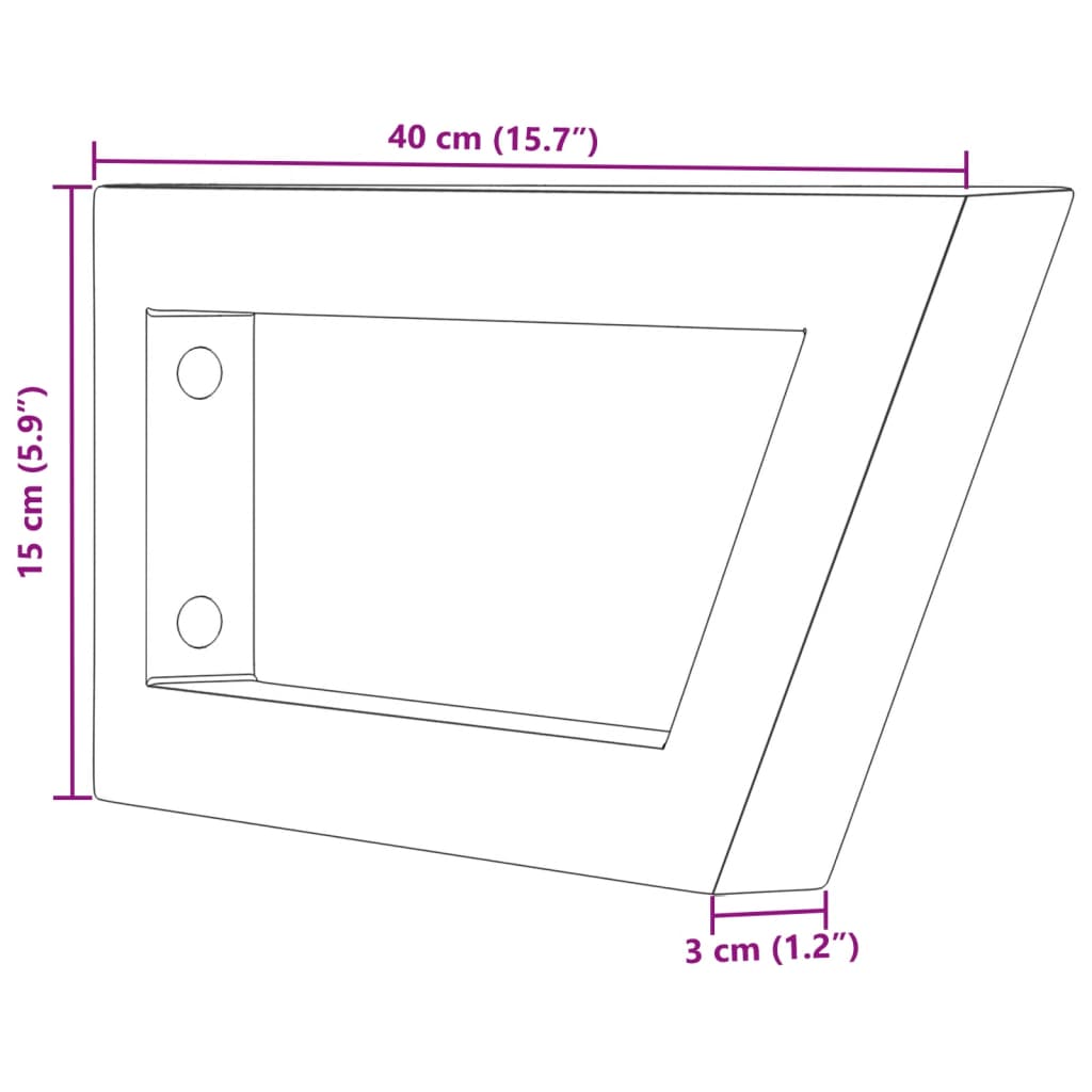 Reggimensole per Lavabo 2 pz Nere Trapezio in Acciaio | homemem39