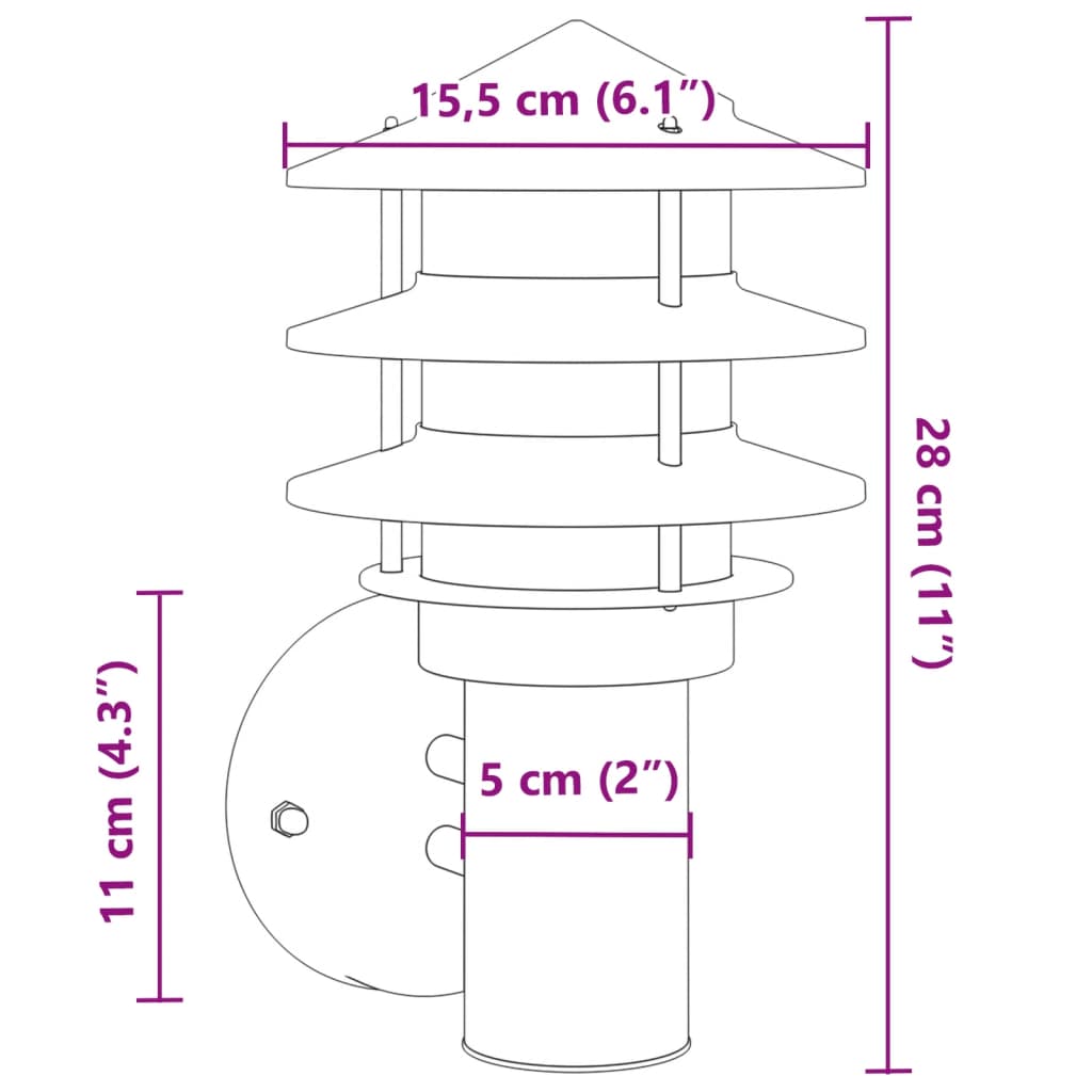 Applique da Esterno 2 pz Nere in Acciaio Inossidabile | homemem39