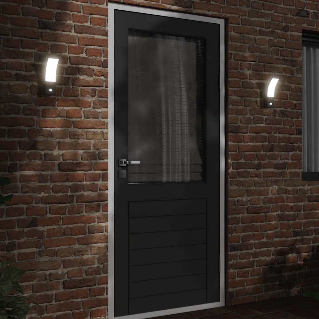 Applique con LED e Sensore 2 pz Nere in Alluminio Pressofuso | homemem39