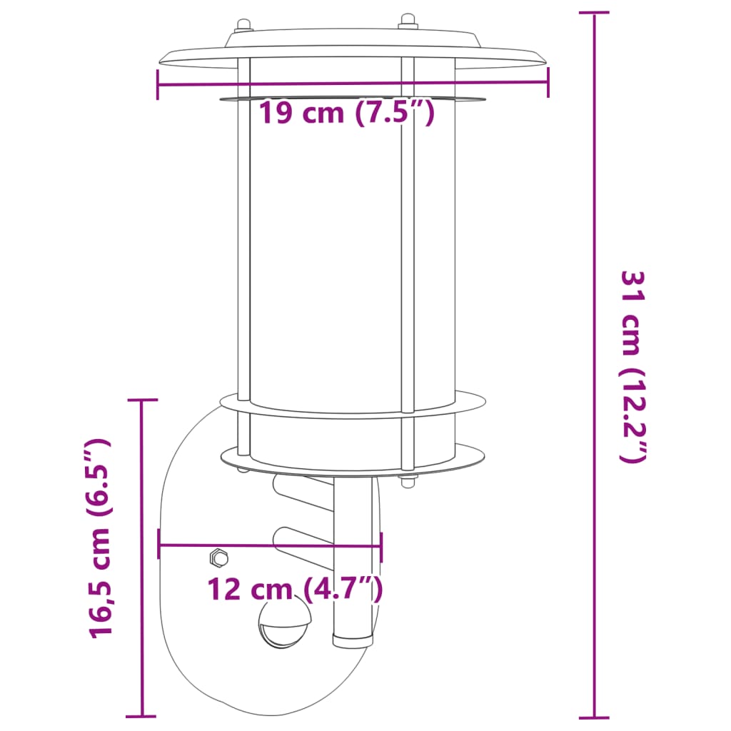 Applique per Esterno con Sensore 2 pz Argento in Acciaio Inox | homemem39