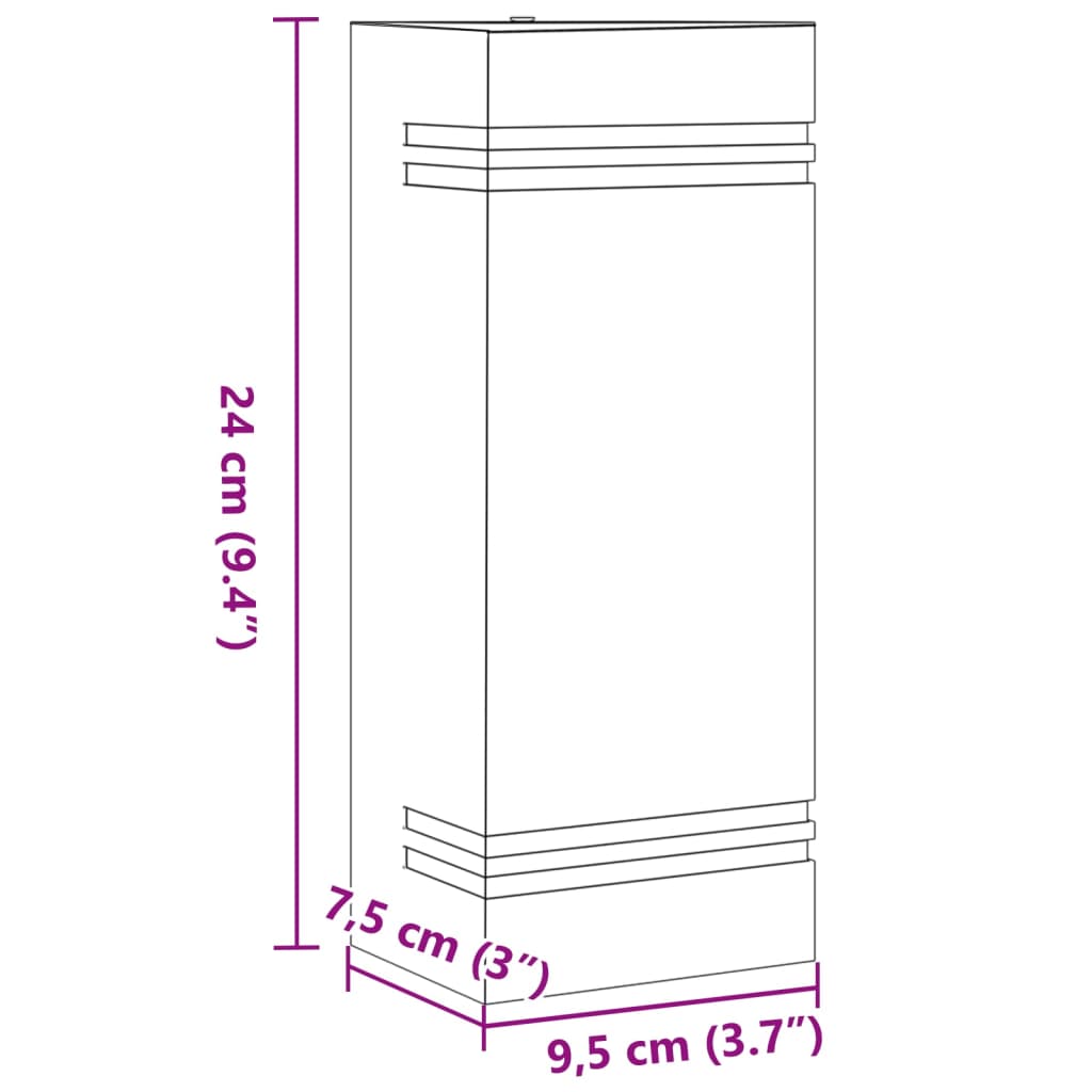 Applique da Esterno 2 pz Nere in Acciaio Inossidabile | homemem39