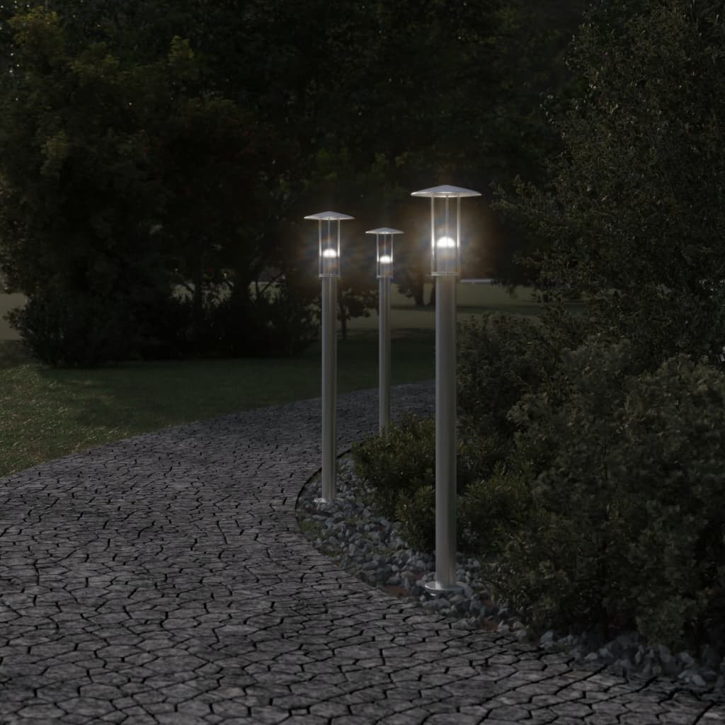 Lampada da Terra per Esterni Argento 100 cm in Acciaio Inox | homemem39