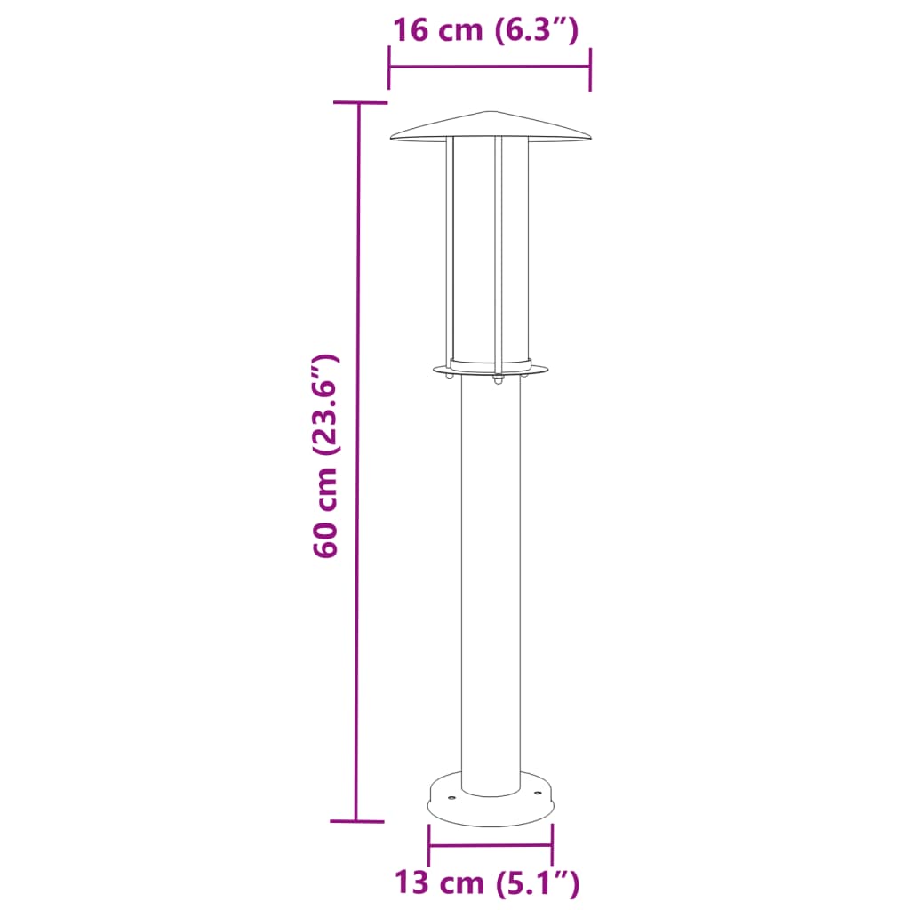 Lampada da Terra per Esterni Nera 60 cm in Acciaio Inox | homemem39