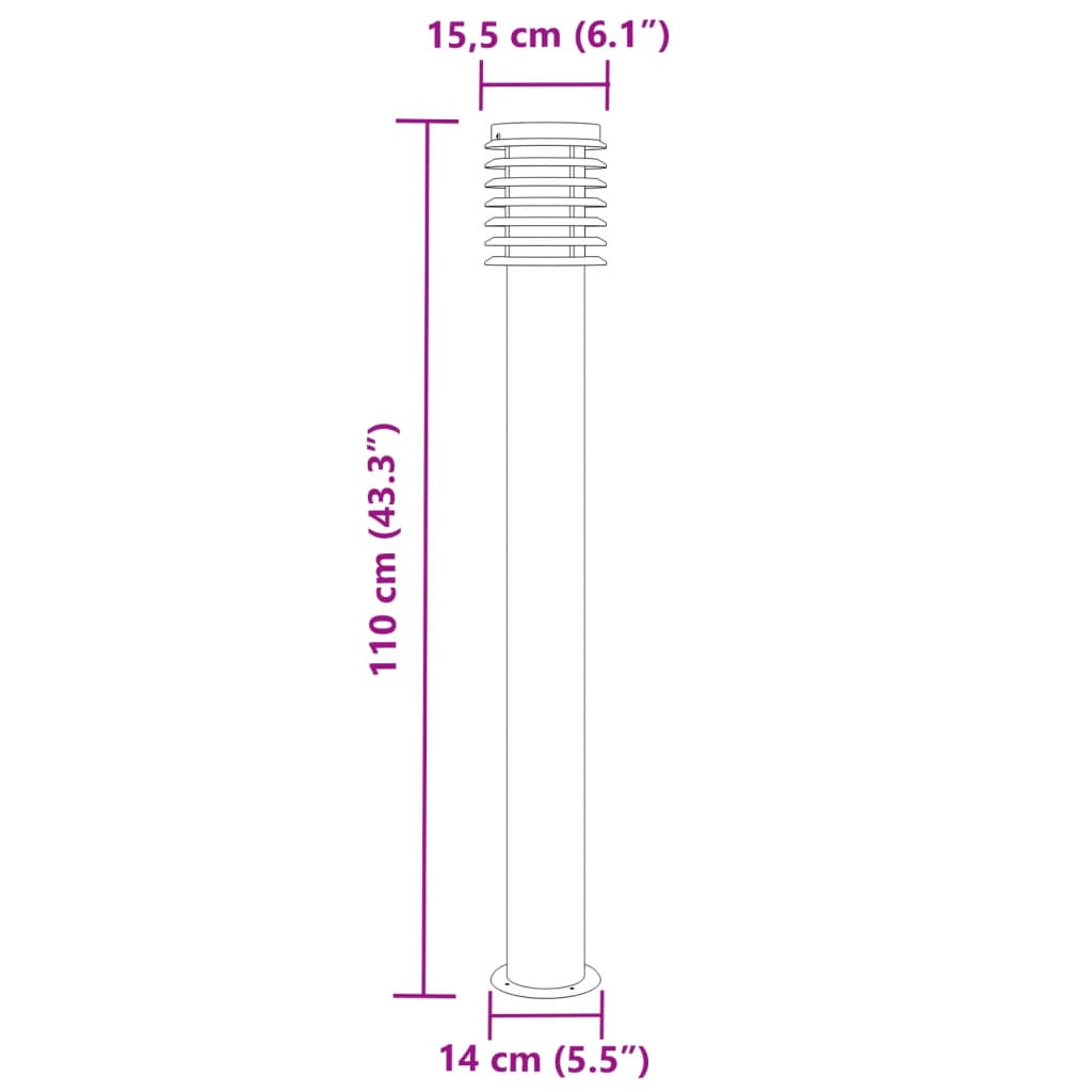 Lampade da Terra per Esterni 3 pz Argento 110cm in Acciaio Inox | homemem39