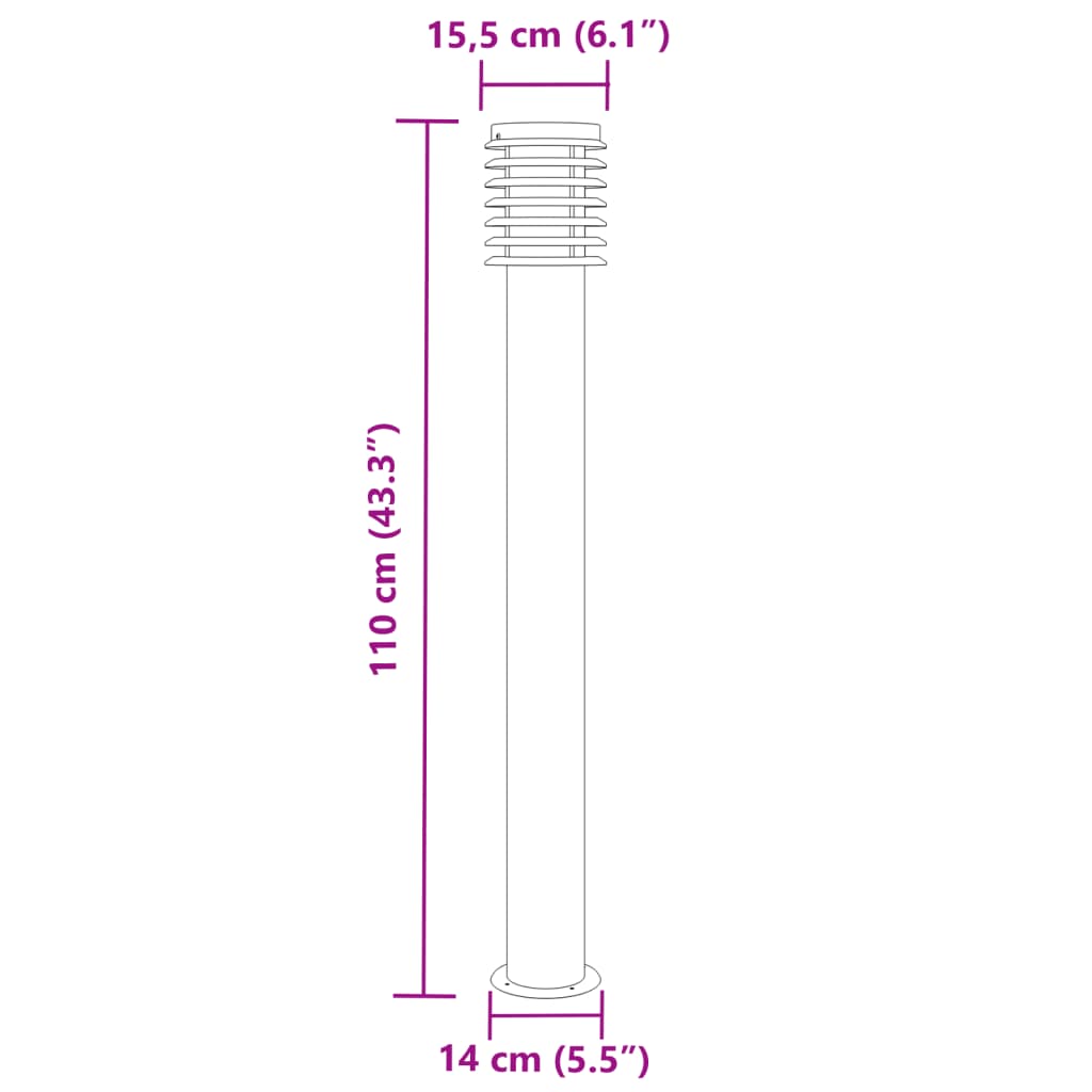 Lampada da Terra per Esterni Argento 110 cm in Acciaio Inox | homemem39