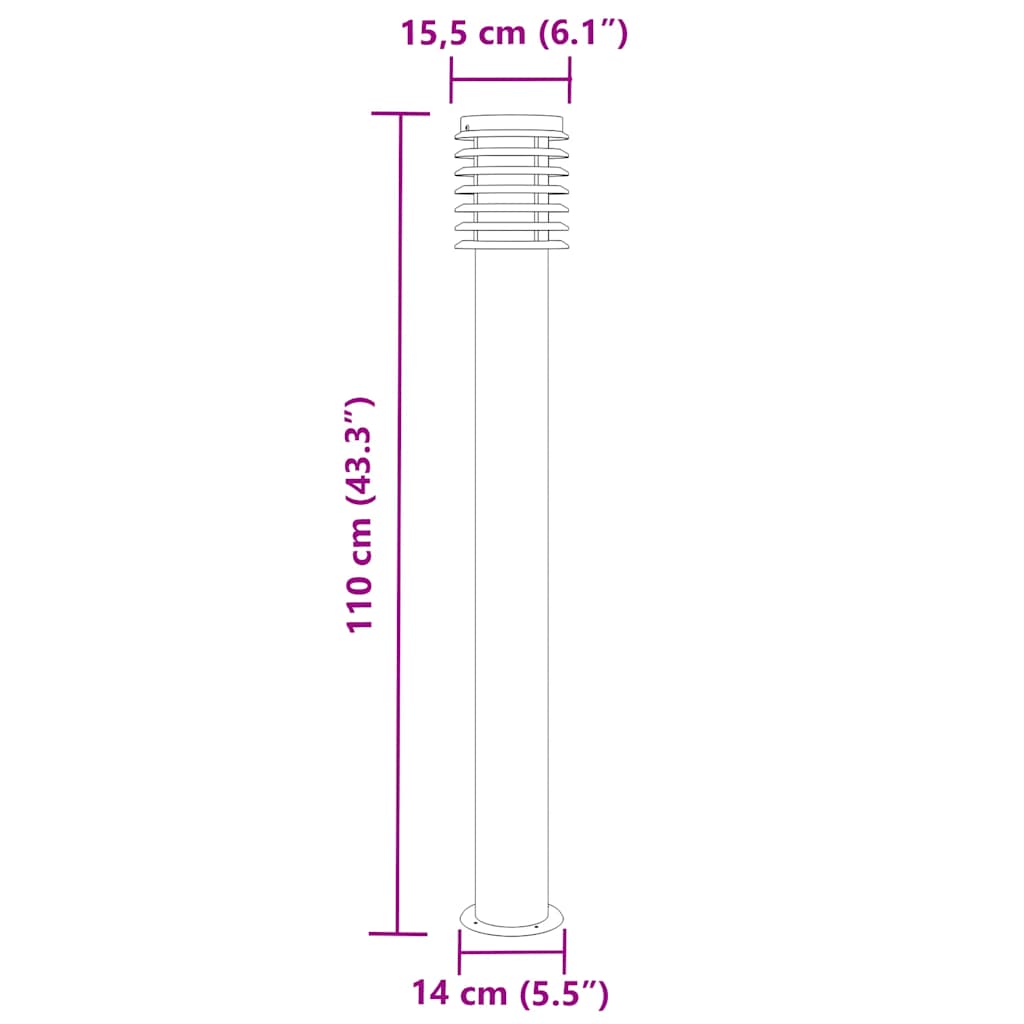 Lampade da Terra per Esterni 3 pz Nere 110 cm in Acciaio Inox | homemem39