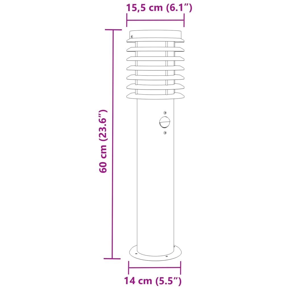 Lampada da Terra per Esterni Sensore Nera 60 cm in Acciaio | homemem39