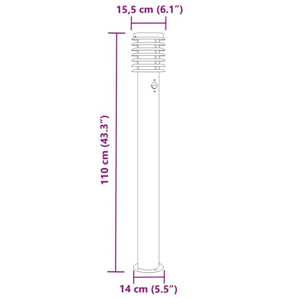 Lampade da Terra per Esterni Sensore Nere 3 pz 110 cm Acciaio | homemem39