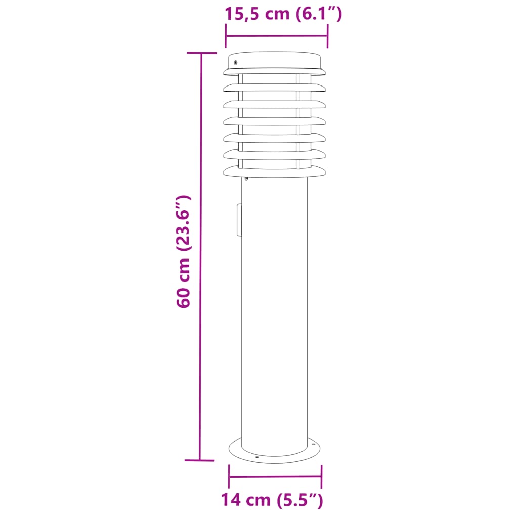 Lampada da Terra per Esterni con Presa Nera 60 cm Acciaio | homemem39