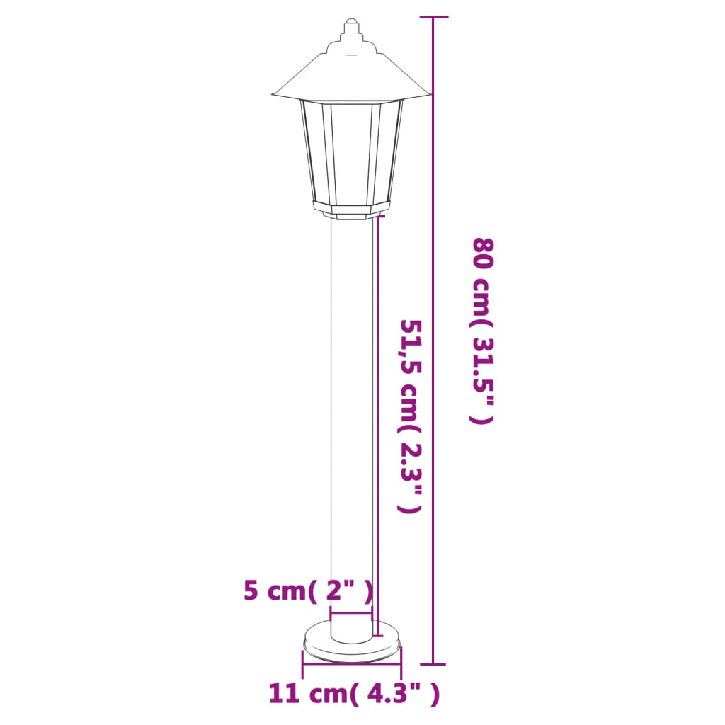 Lampade da Terra per Esterni 3 pz Argento 80 cm in Acciaio Inox | homemem39