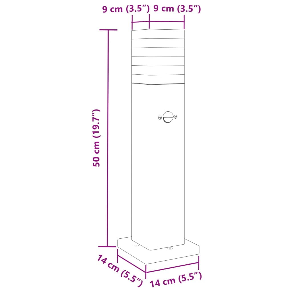 Lampada da Terra per Esterni con Sensore Nera 50cm in Alluminio | homemem39
