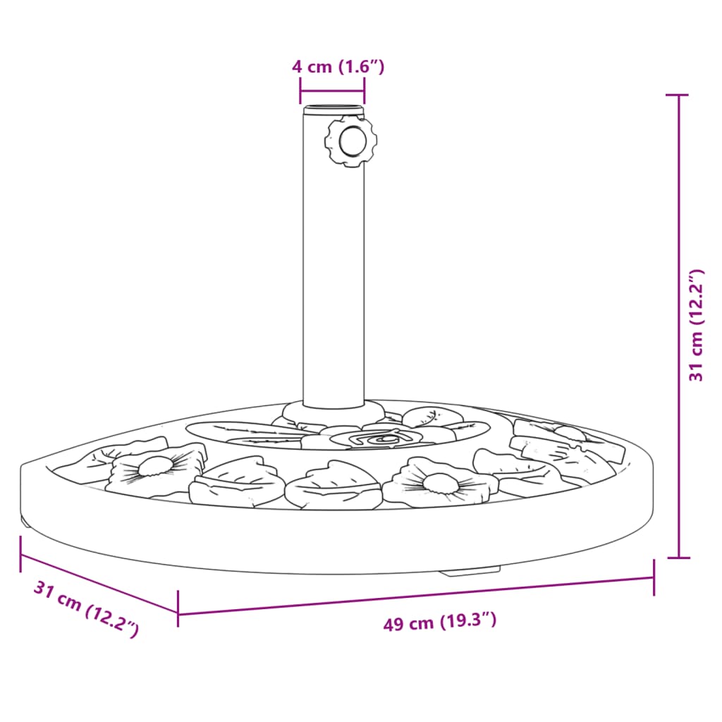 Base per Ombrellone per Pali Ø38/48 mm 9 kg Mezzo Tondo | homemem39