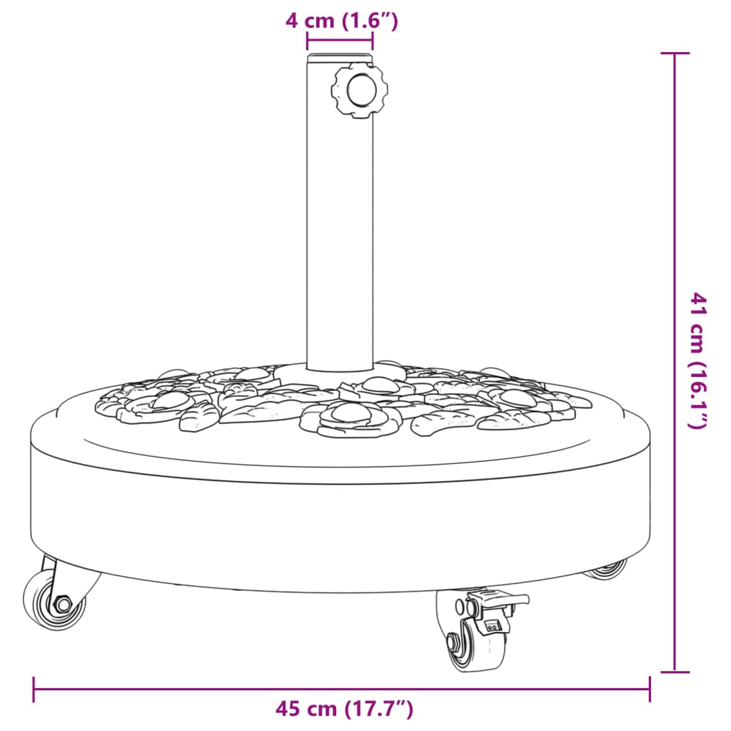 Base per Ombrellone con Ruote per Pali Ø38/48 mm 27 kg Rotonda | homemem39