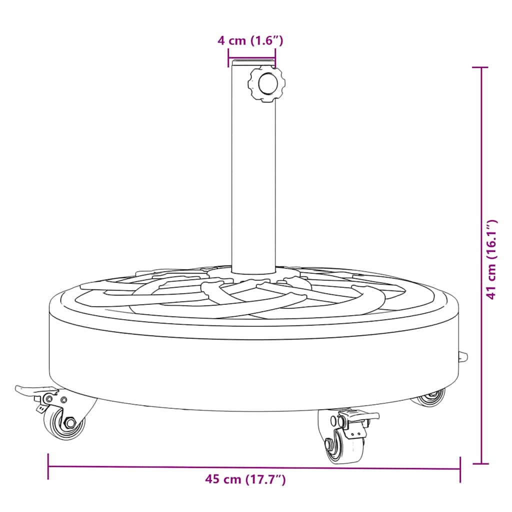 Base per Ombrellone con Ruote per Pali Ø38/48 mm 27 kg Rotonda | homemem39