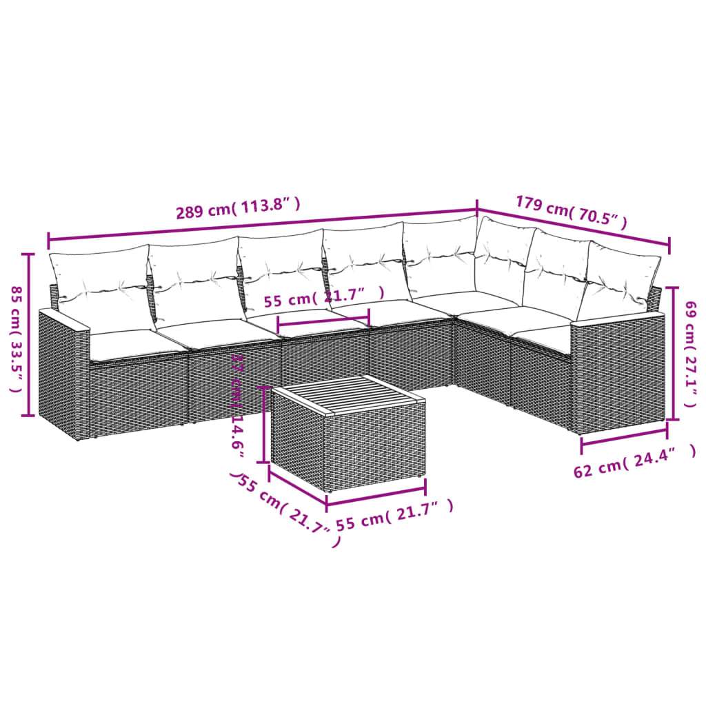 Set Divani da Giardino con Cuscini 8 pz Nero in Polyrattan | homemem39