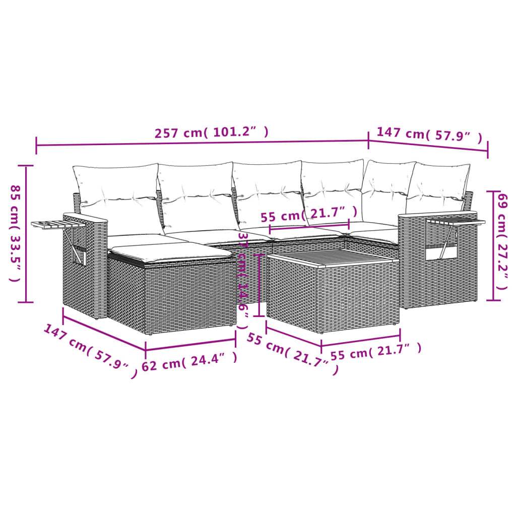 Set Divani da Giardino 7 pz con Cuscini Beige in Polyrattan | homemem39