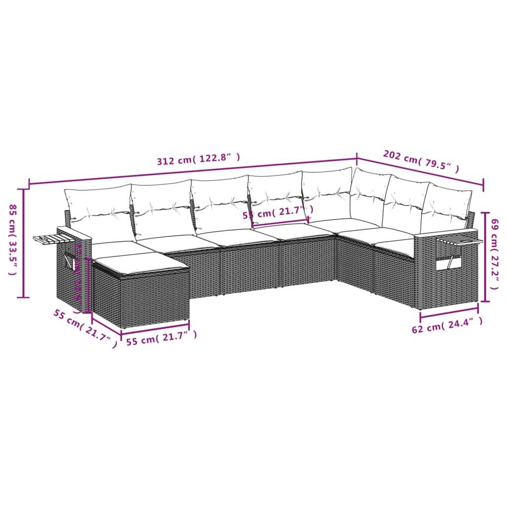 Set Divani da Giardino con Cuscini 8 pz Nero in Polyrattan | homemem39