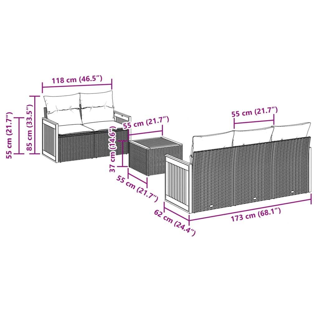 Set Divano da Giardino 6 pz con Cuscini Grigio in Polyrattan | homemem39