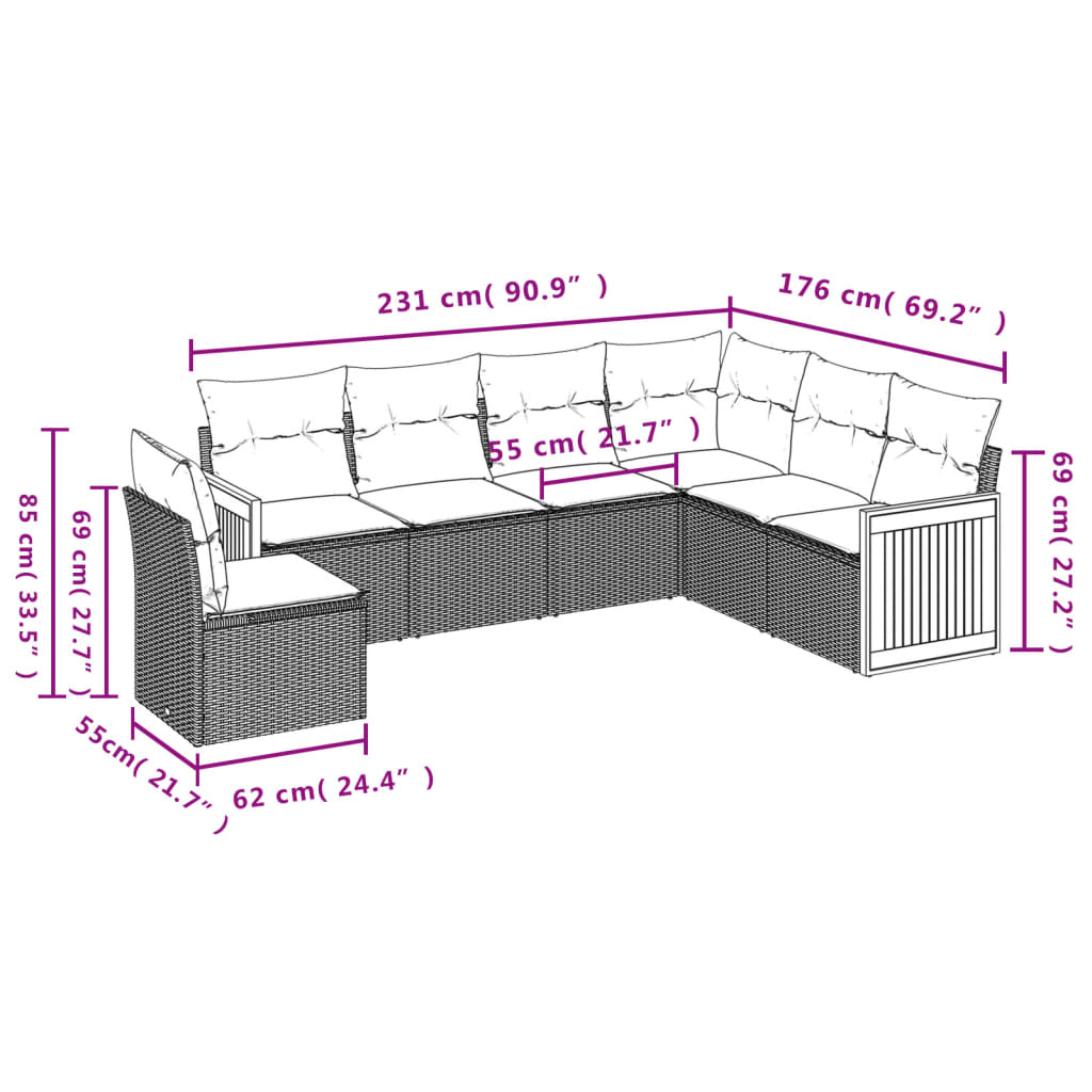 Set Divano da Giardino 6 pz con Cuscini Beige in Polyrattan | homemem39