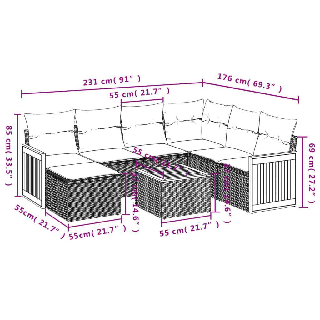 Set Divani da Giardino con Cuscini 8 pz Nero in Polyrattan