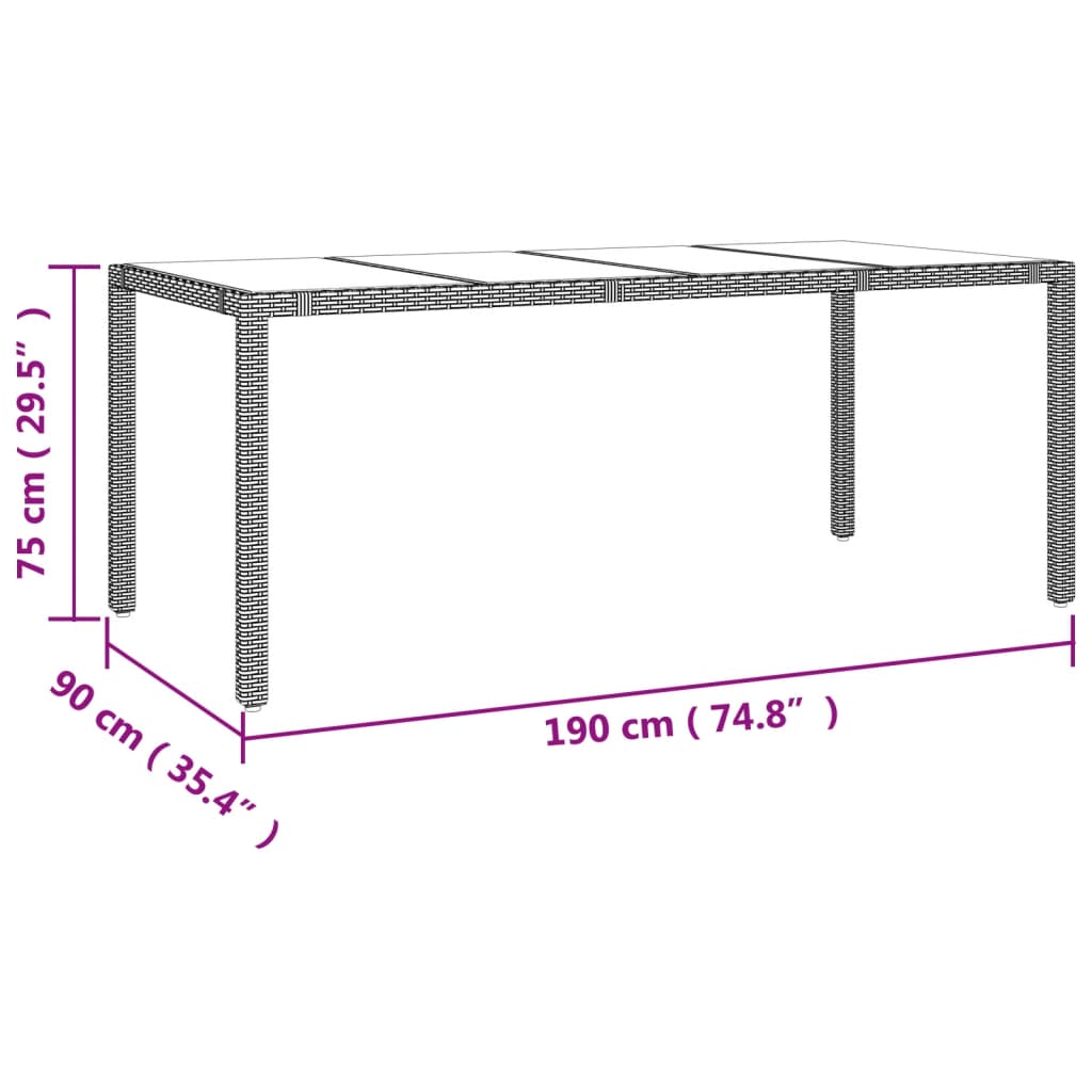 Set da Pranzo da Giardino 9 pz con Cuscini Nero in Polyrattan | homemem39
