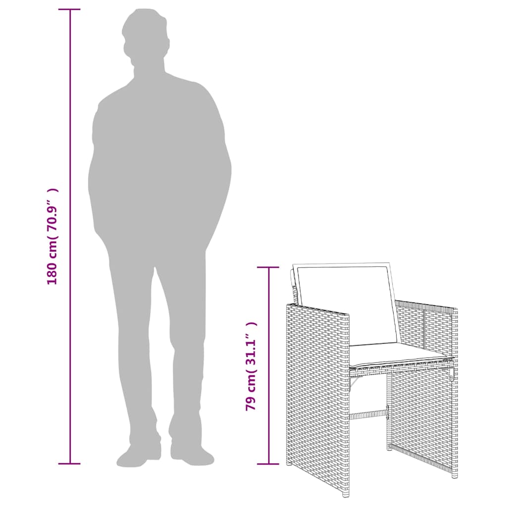 Set da pranzo da giardino da 15 pz con Cuscini in Polyrattan Grigio | homemem39