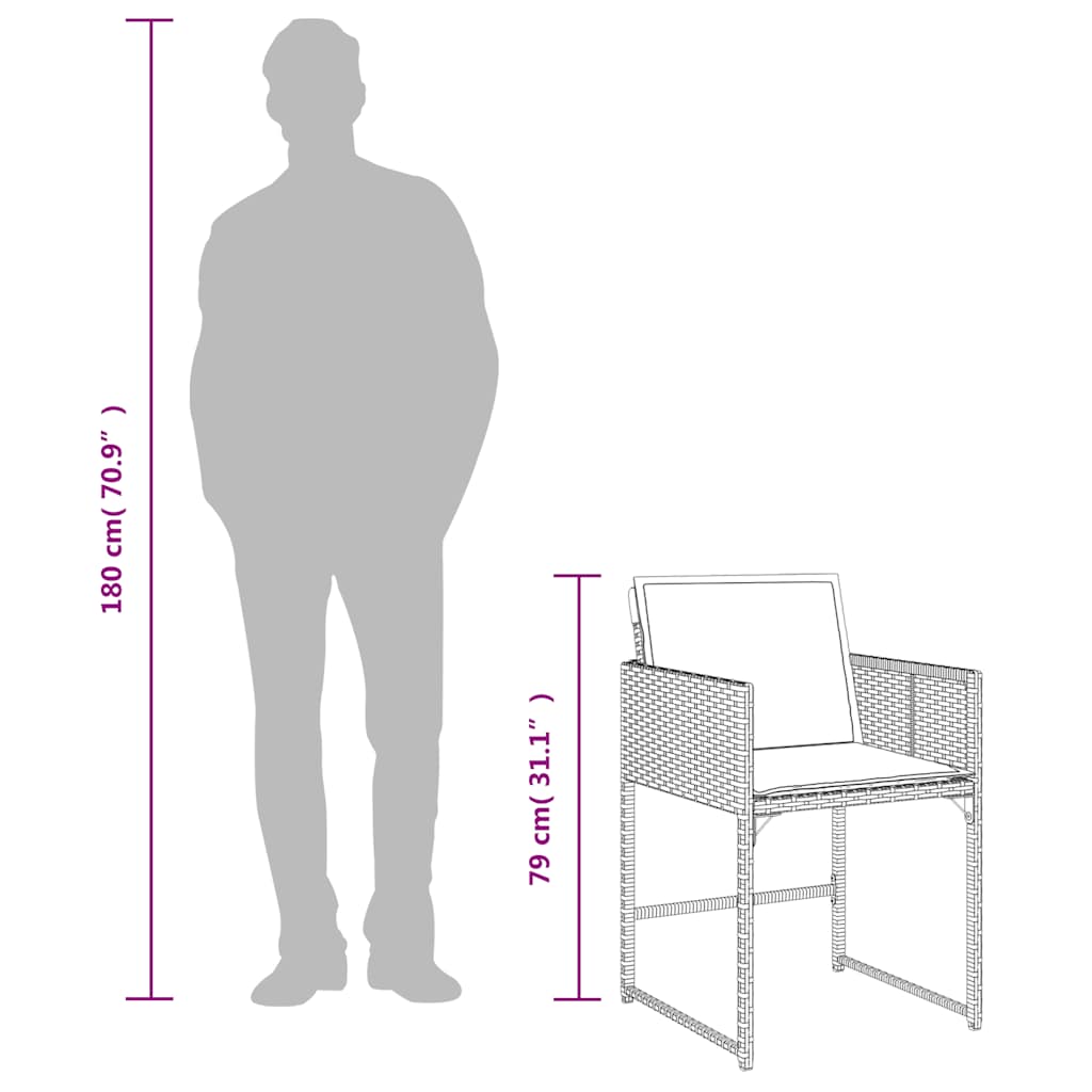 Set da Pranzo da Giardino 11 pz con Cuscini Polyrattan Marrone | homemem39