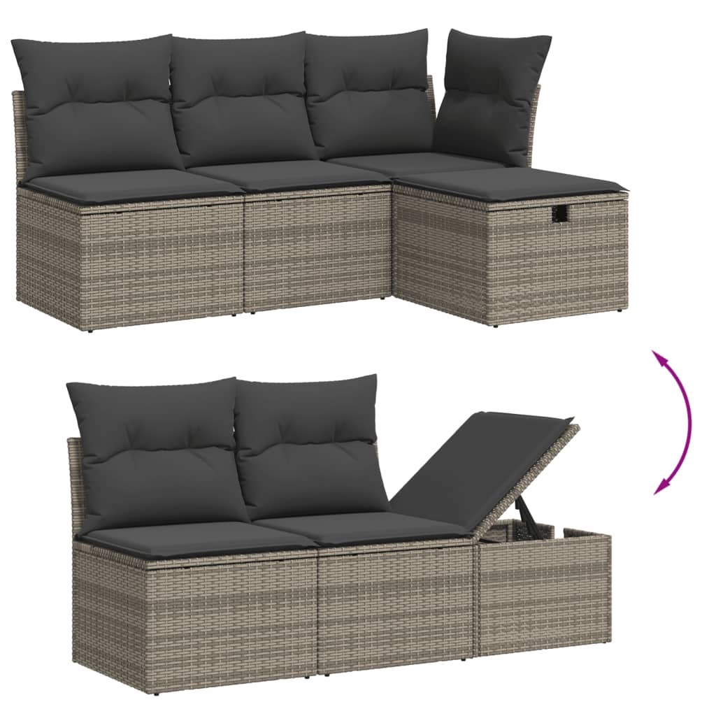 Set Divano da Giardino 5 pz con Cuscini Grigio in Polyrattan | homemem39