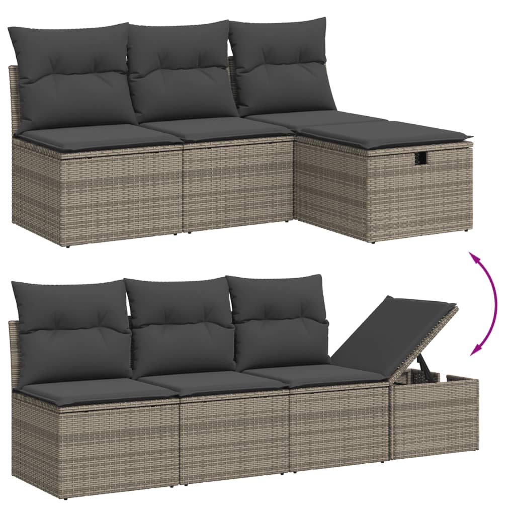 Set Divani da Giardino 7 pz con Cuscini Grigio in Polyrattan | homemem39