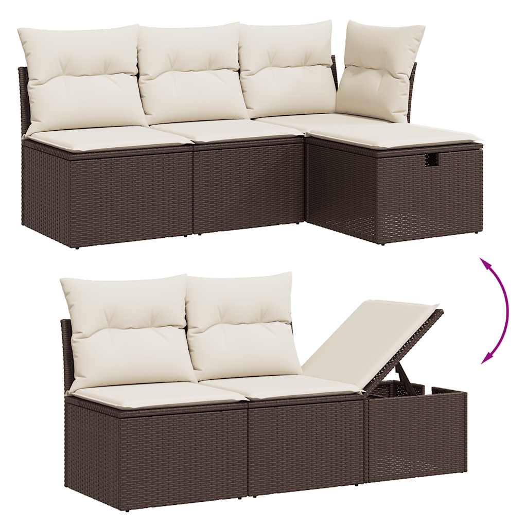 Set Divani da Giardino 10pz con Cuscini in Polyrattan Marrone - homemem39
