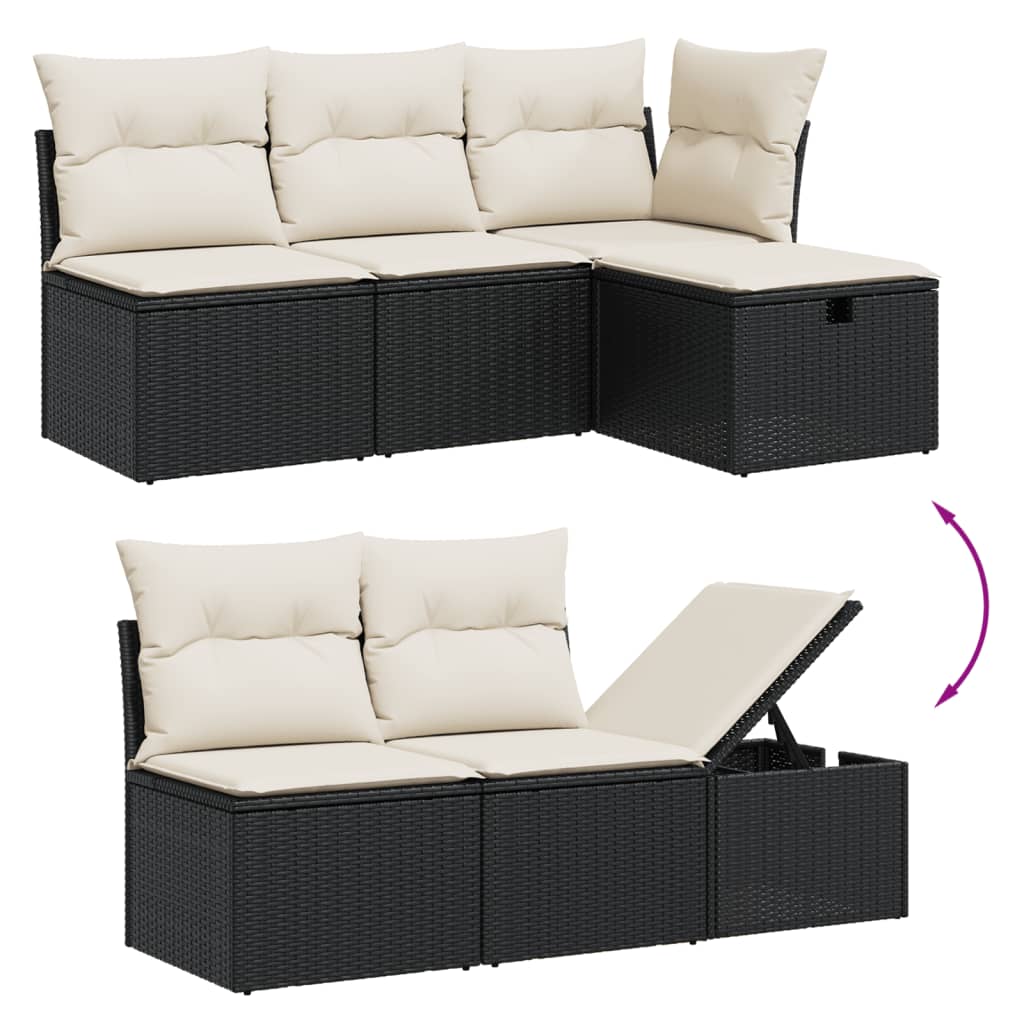 Set Divani da Giardino 11 pz con Cuscini in Polyrattan Nero - homemem39