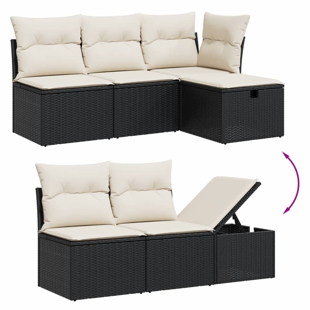 Set Divani da Giardino con Cuscini 8 pz Nero in Polyrattan | homemem39