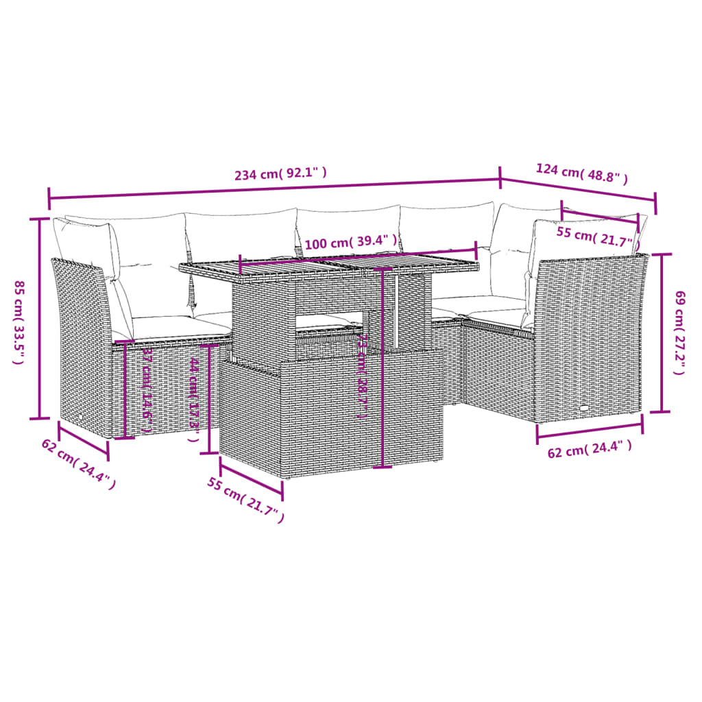 Set Divani da Giardino 5 pz con Cuscini in Polyrattan Nero | homemem39