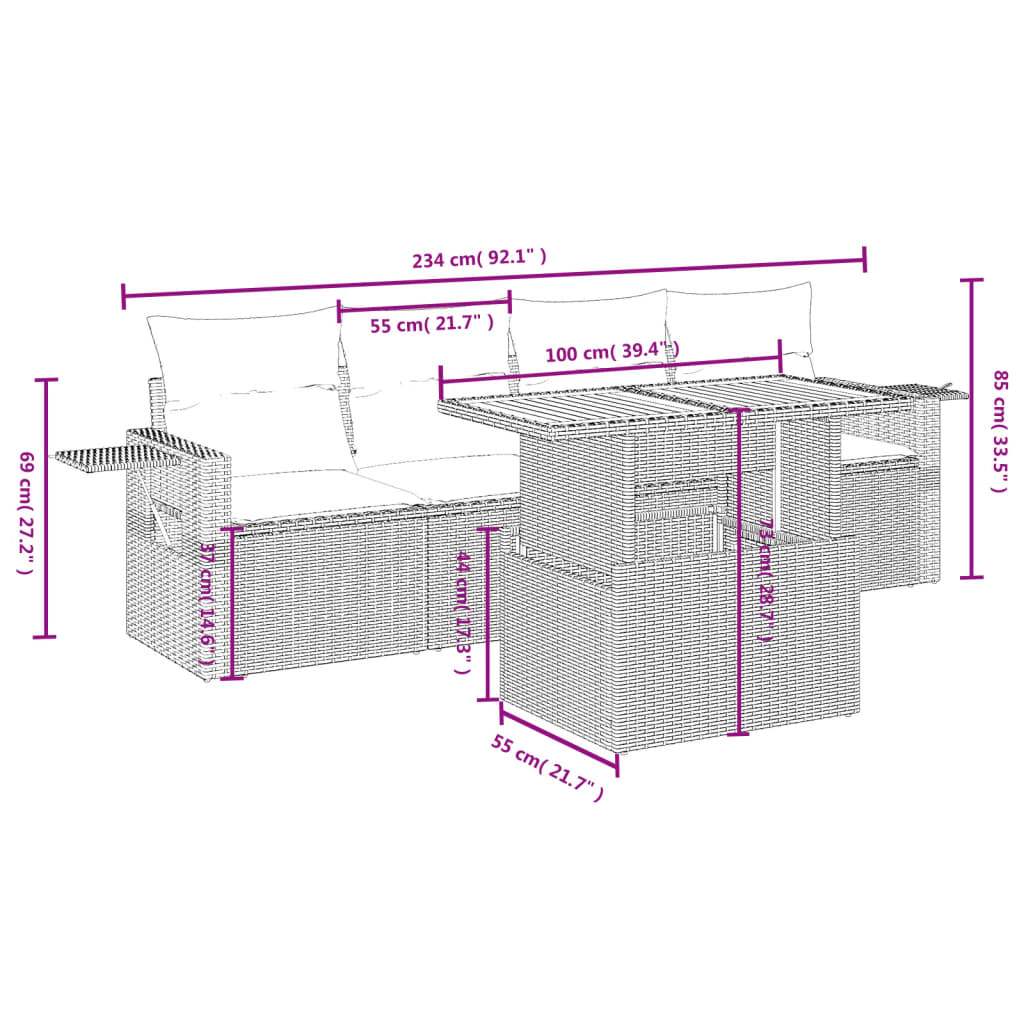 Set Divano da Giardino 5 pz con Cuscini Grigio in Polyrattan | homemem39