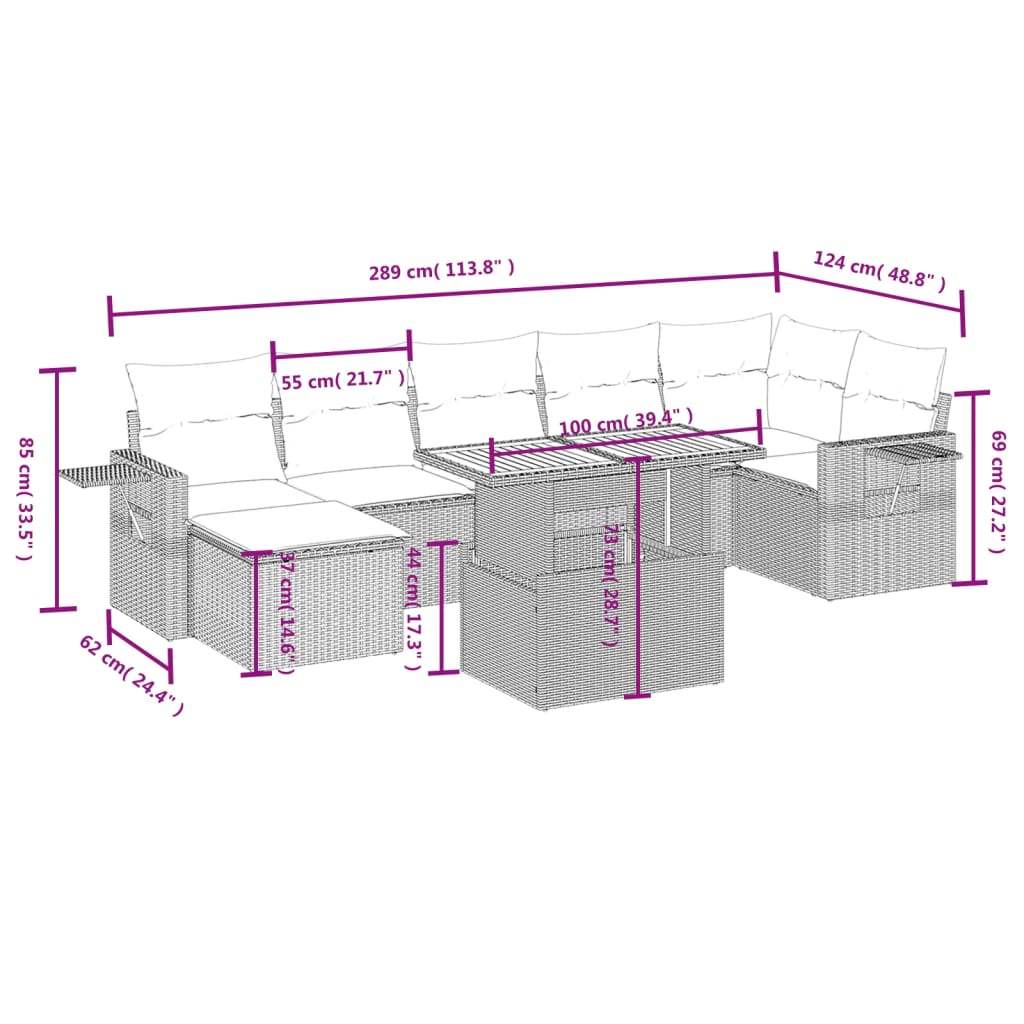 Set Divani da Giardino con Cuscini 8 pz Nero in Polyrattan | homemem39