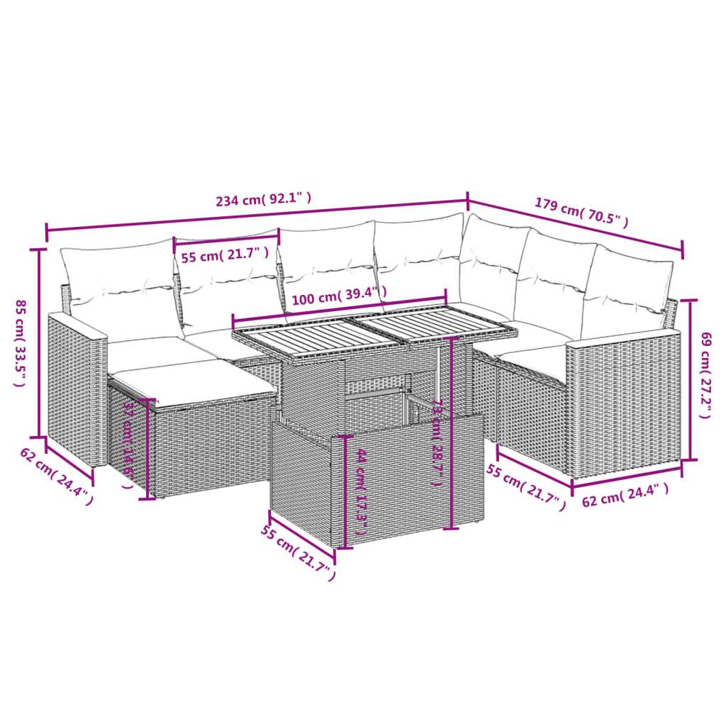 Set Divani da Giardino con Cuscini 8 pz Nero in Polyrattan | homemem39