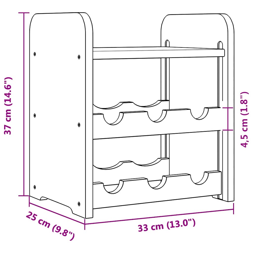 Portabottiglie con Ripiano 33x25x37cm in Legno Massello di Pino