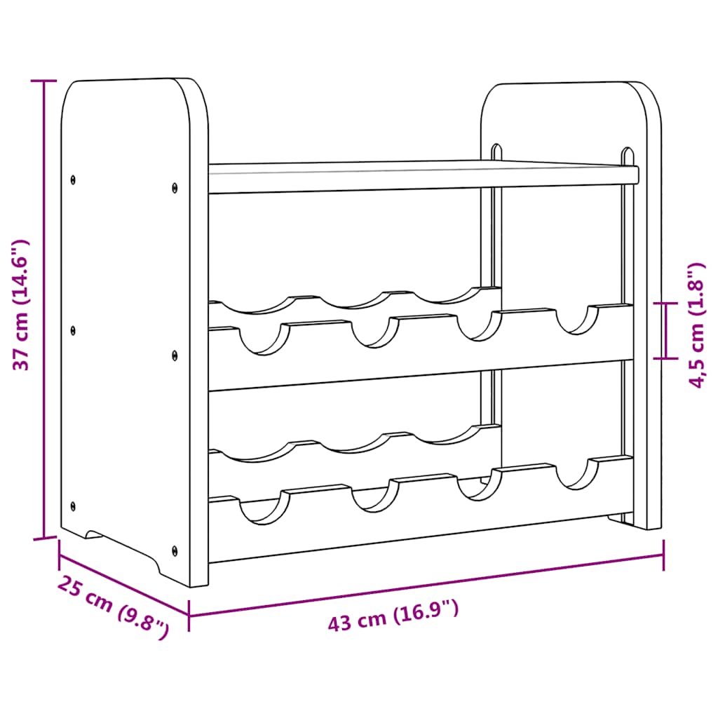 Portavini con Pannello Superiore 43x25x37cm Legno Massello Pino | homemem39