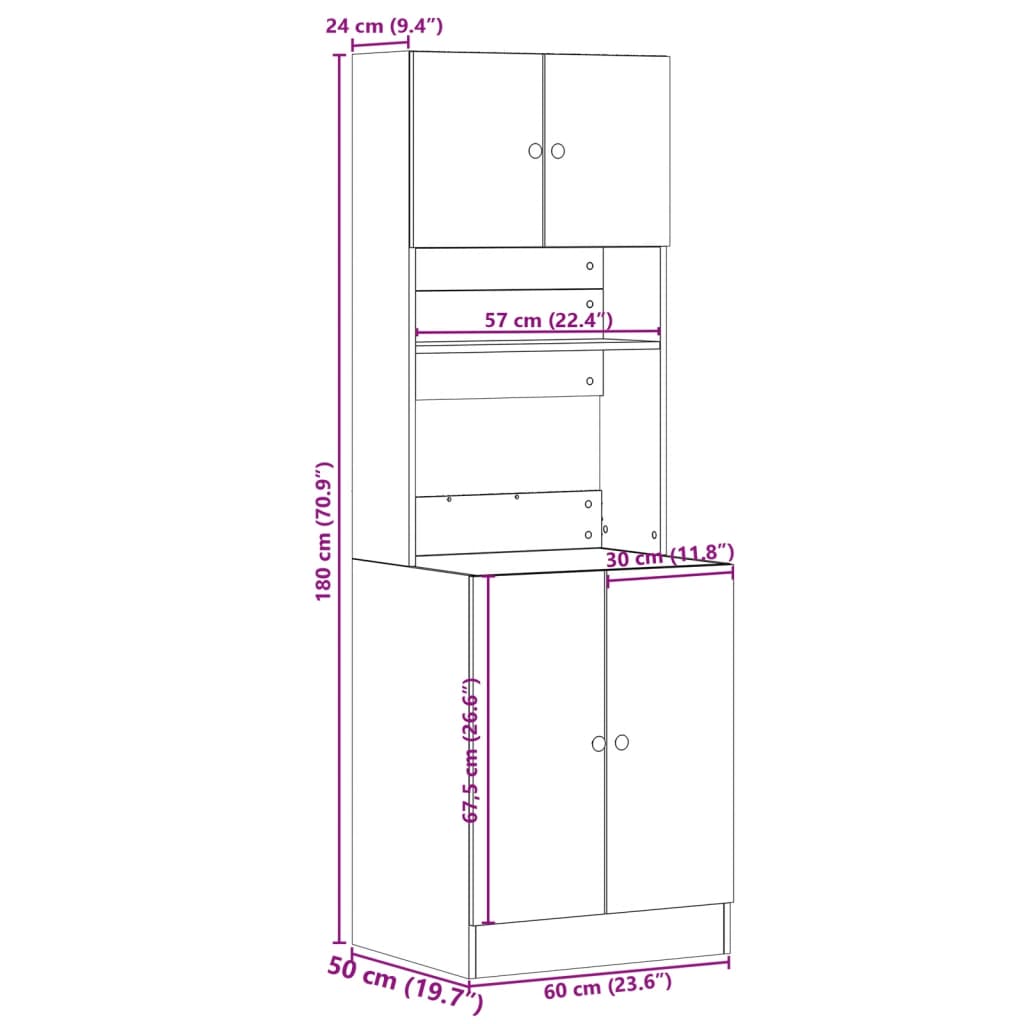 Mobile da Cucina Bianco 60x50x180 cm Legno Multistrato | homemem39