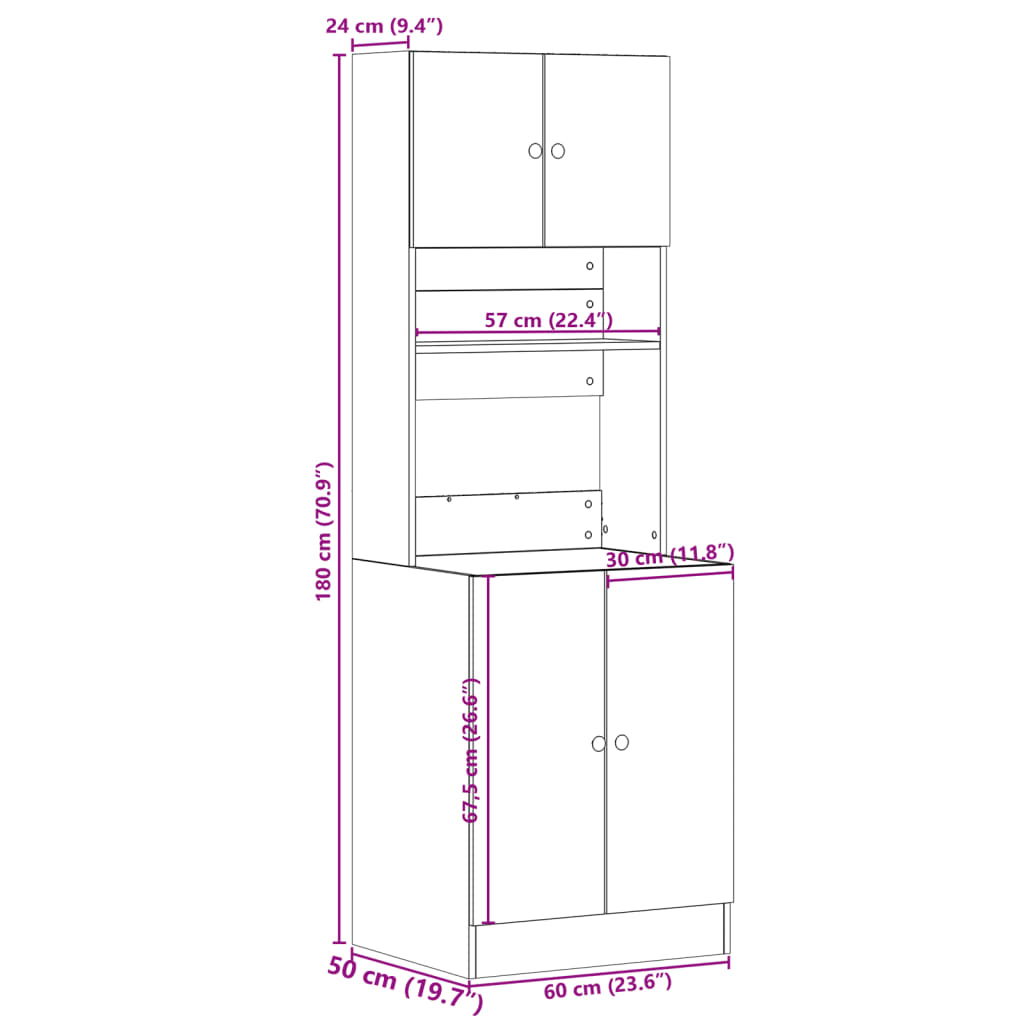 Mobile da Cucina Grigio 60x50x180 cm in Legno Multistrato | homemem39