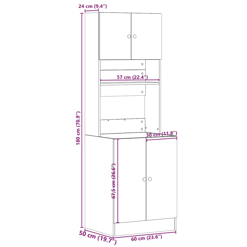 Mobile da Cucina Grigio Sonoma 60x50x180cm in Legno Multistrato | homemem39