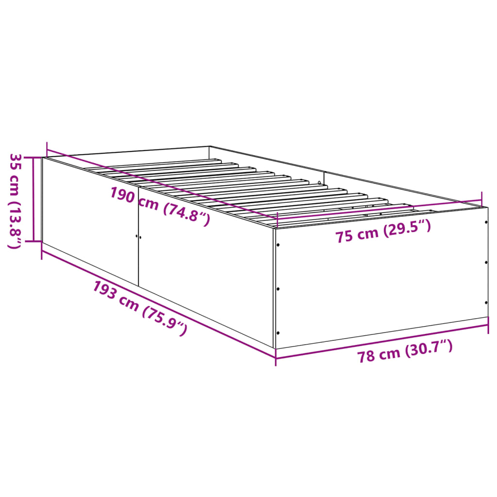 Giroletto senza Materasso Rovere Sonoma 75x190 cm in Truciolato | homemem39