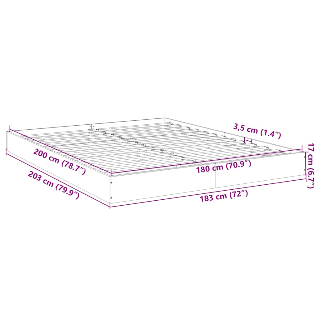 Giroletto senza Materasso Bianco 180x200 cm Legno Multistrato | homemem39