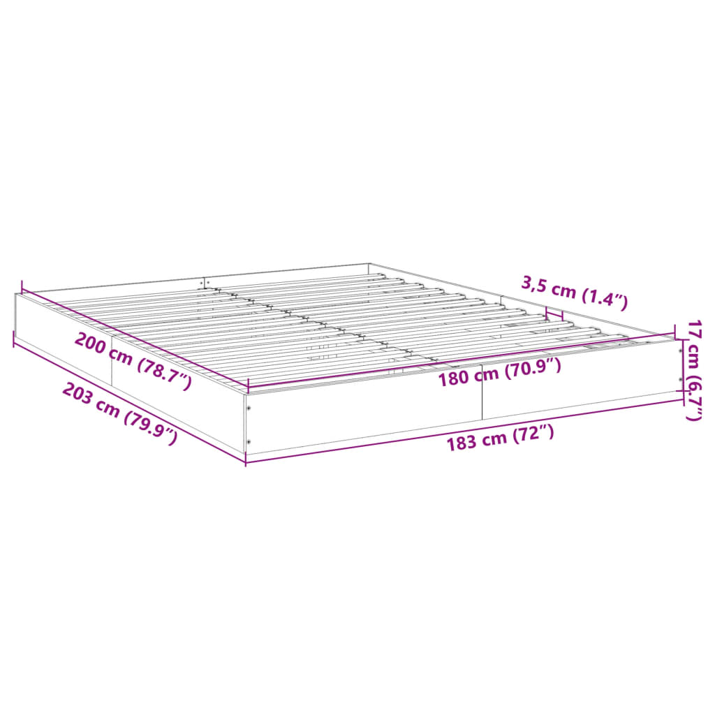 Giroletto senza Materasso Rovere Fumo 180x200 cm in Truciolato | homemem39