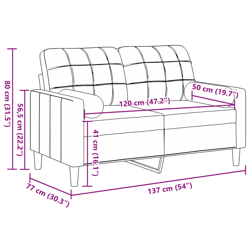 Divano a 2 Posti con Cuscini Grigio Chiaro 120 cm in Velluto | homemem39